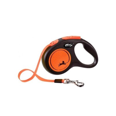 Flexi Neon 5 m Otomatik Şerit Tasma (Turuncu, Small)