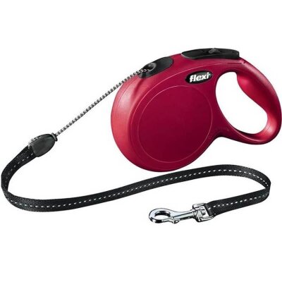 Flexi New Classic İp Otomatik Köpek Tasması 8 m (M, Kırmızı)