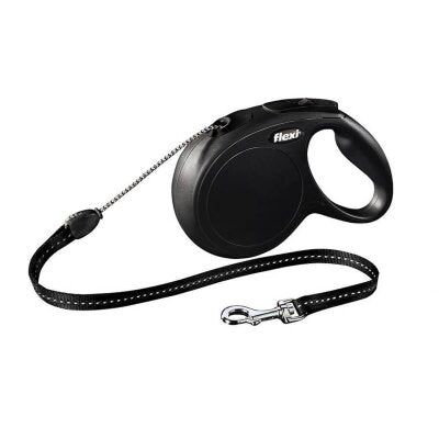 Flexi New Classic İp Otomatik Köpek Tasması 8 m (M, Siyah)