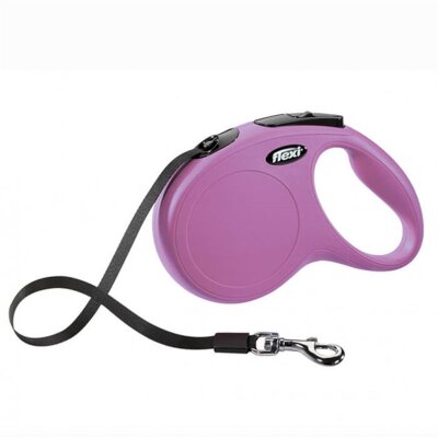 Flexi New Classic 5 m Otomatik Şerit Tasma (Pembe, Medium)