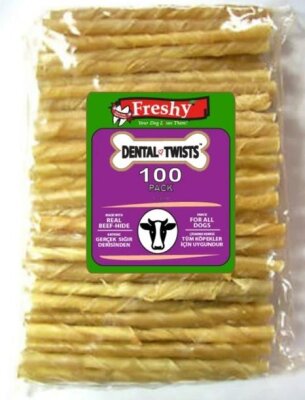 Freshy Dental Doğal Burgu Köpek Çiğneme Çubuğu 100'lü 13 cm