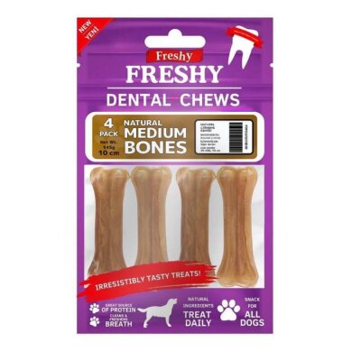 Freshy Tavuk Aromalı Presli Deri Köpek Çiğneme Kemiği 4'lü Paket