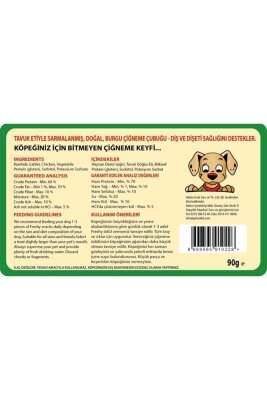 Freshy Tavuk Eti Kaplı Burgu Köpek Çiğneme Çubuğu (13 cm, 10'lu)
