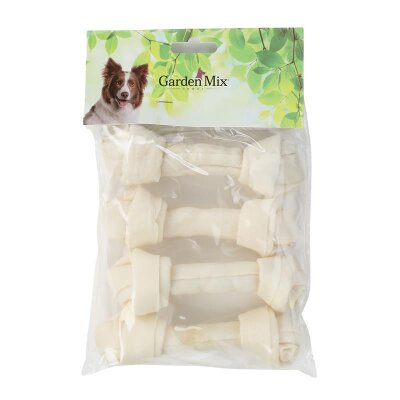 Garden Mix Beyaz Düğümlü Deri Köpek Kemiği 4'lü