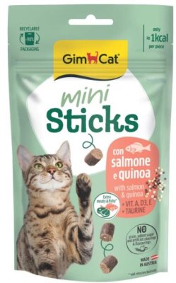 Gimcat Mini Sticks Somonlu ve Kinoalı Kedi Ödül Çubukları 50 gr