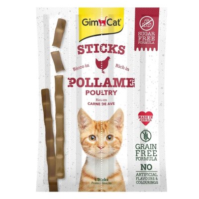 GimCat Kümes Hayvanı Etli Tahılsız Kedi Ödül Çubukları (4'lü 20 gr)