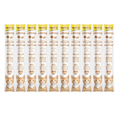 GimCat Sticks Tahılsız Hindi ve Tavşanlı Kedi Ödül Çubuğu 10'lu