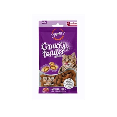 Gnawlers Crunchy Somonlu Prebiyotik Kuru Kedi Ödülü 65 gr