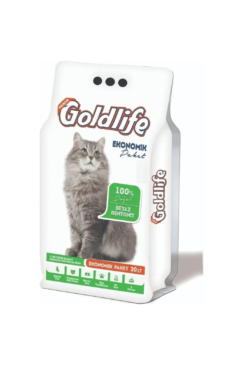 Goldlife Kokusuz Topaklanan İnce Taneli Bentonit Kedi Kumu 20 L