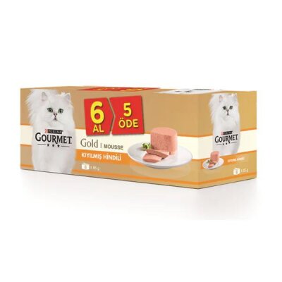 Gourmet Gold Kıyılmış Hindili Kedi Konservesi 85 gr 6 Al 5 Öde