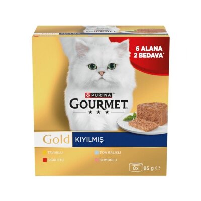 Gourmet Gold Kıyılmış Karışık Çeşit Yetişkin Kedi Konservesi 85 g 8'li