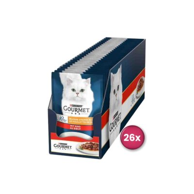 Gourmet Perle Izgara Sığır Etli Yaş Kedi Maması 26 x 85 gr