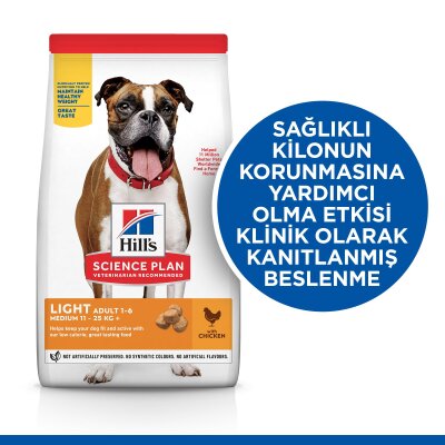 Hill's Science Plan Light Tavuklu Orta Irk Köpek Maması 14 kg