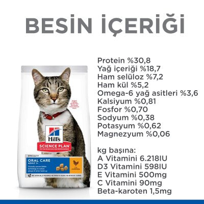 Hill's Ağız ve Diş Sağlığı Tavuklu Yetişkin Kedi Maması 1,5 kg