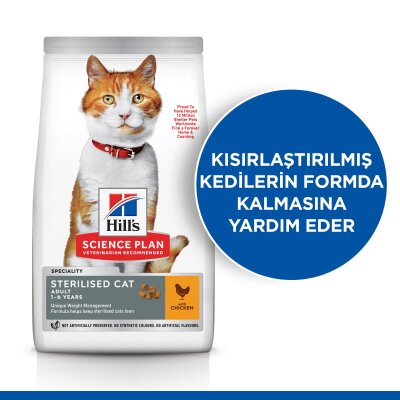Hill's Science Plan Kısırlaştırılmış Tavuklu Kedi Maması 8+2 kg