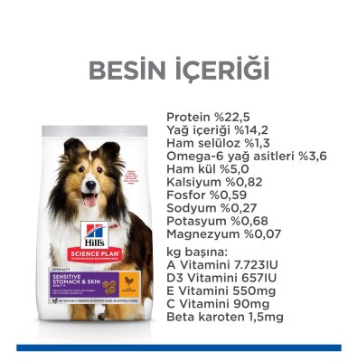 Hill's Hassas Deri-Mide Tavuklu Orta Irk Köpek Maması 2,5 kg
