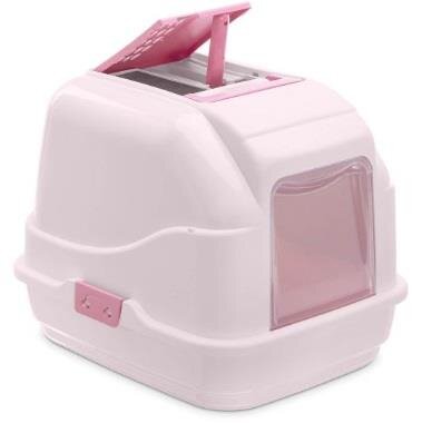 Imac Easy Cat Filtreli Kapılı Köşe Kedi Tuvaleti (Pembe)