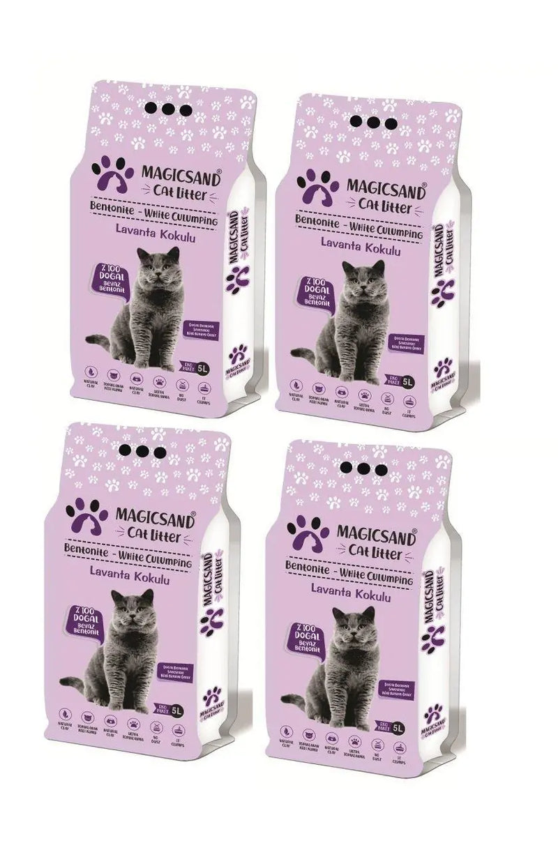 Lavanta Kokulu Beyaz Bentonit Kedi Kumu 5 L x 4