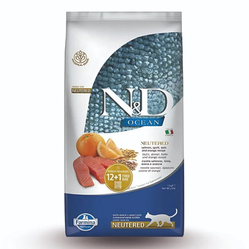 N&D Ocean Somon ve Portakallı Kısırlaştırılmış Kedi Maması 12+1 kg