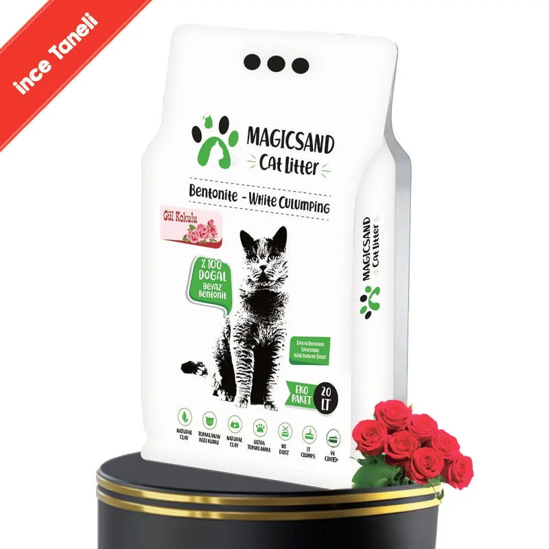 Magicsand Gül Kokulu İnce Taneli Bentonit Kedi Kumu 20 L