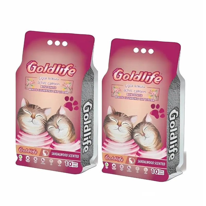 Goldlife Aktif Karbonlu Çiçek Kokulu Bentonit Kedi Kumu 10 L x 2
