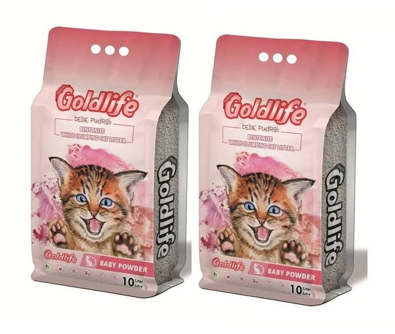 Goldlife Bebe Pudralı İnce Taneli Kedi Kumu 10 L x 2