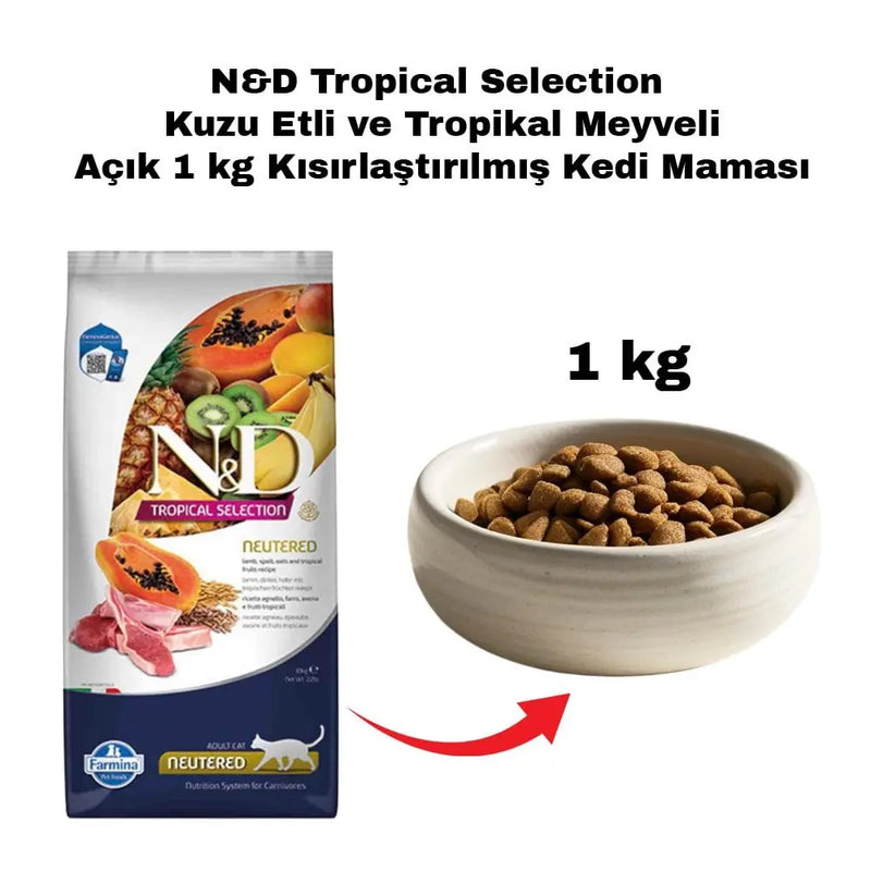 N&D Kuzu Etli ve Tropik Meyveli Kısırlaştırılmış Kedi Maması 1 kg