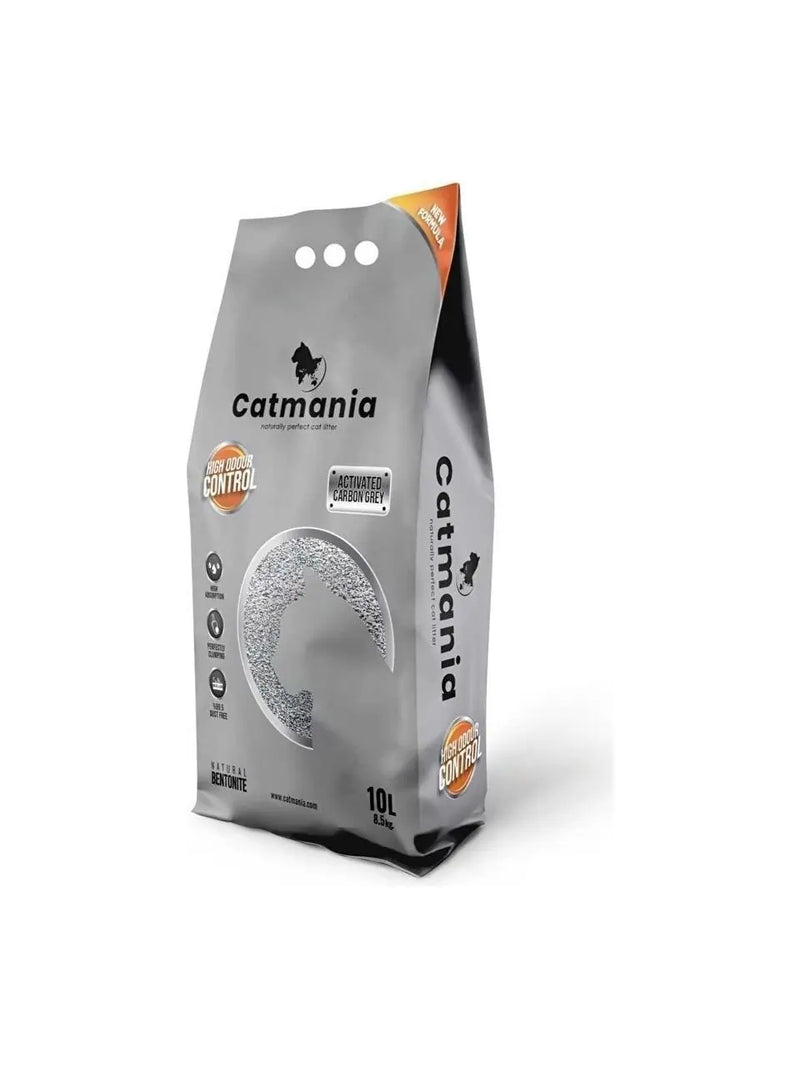 Catmania Aktif Karbonlu Tozsuz Gri Bentonit Kedi Kumu 10 L