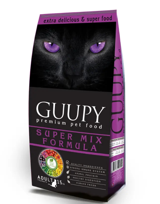 Guupy Tavuk, Somon ve Ton Balıklı Yetişkin Kedi Maması 15 kg
