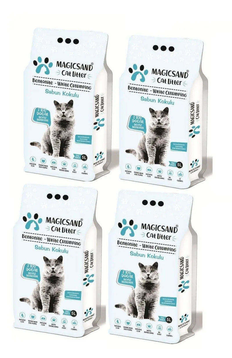 Magicsand Marsilya Sabun Kokulu Beyaz Bentonit Kedi Kumu 5 L x 4