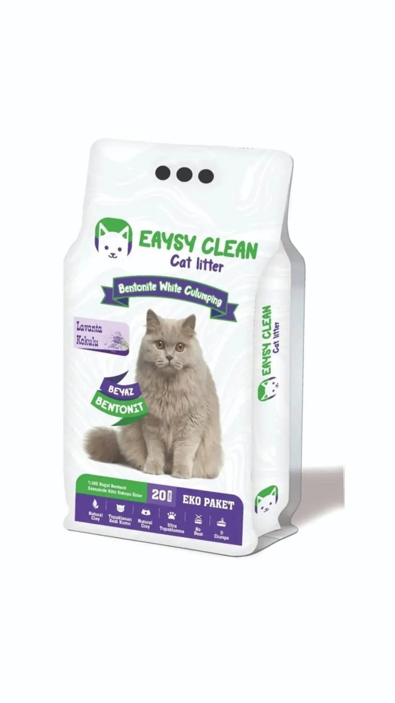 EaysyClean Lavanta Kokulu Kalın Taneli Bentonit Kedi Kumu 20 L