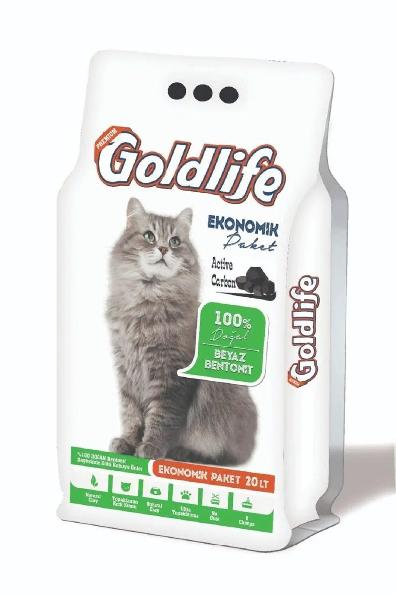 Goldlife Aktif Karbonlu İnce Taneli Kedi Kumu 20 L