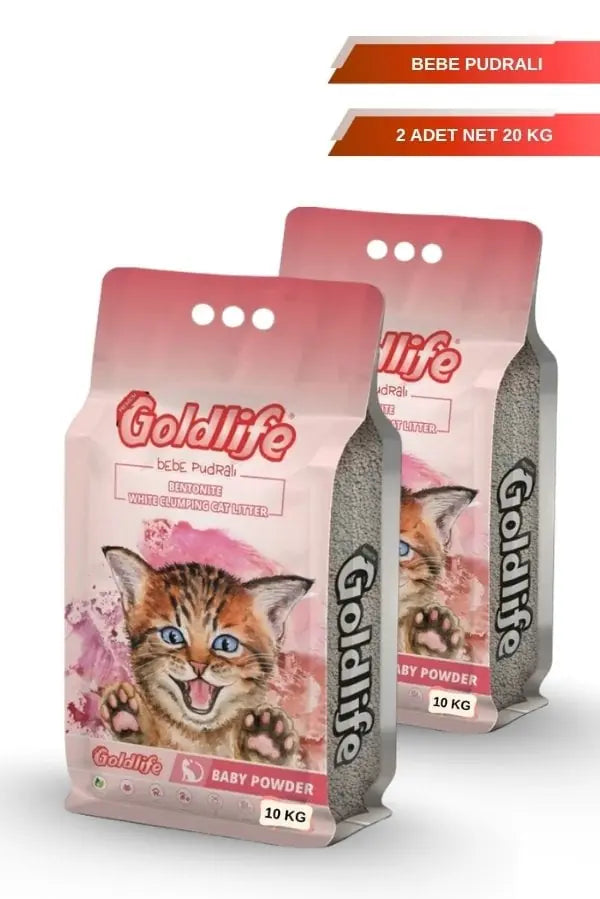 Goldlife Bebe Pudrası Kokulu İnce Taneli Kedi Kumu 10 kg x 2