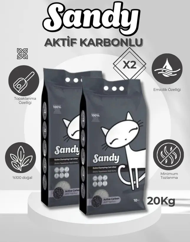 Aktif Karbonlu Ekstra Topaklanan Bentonit Kedi Kumu 10 kg x 2