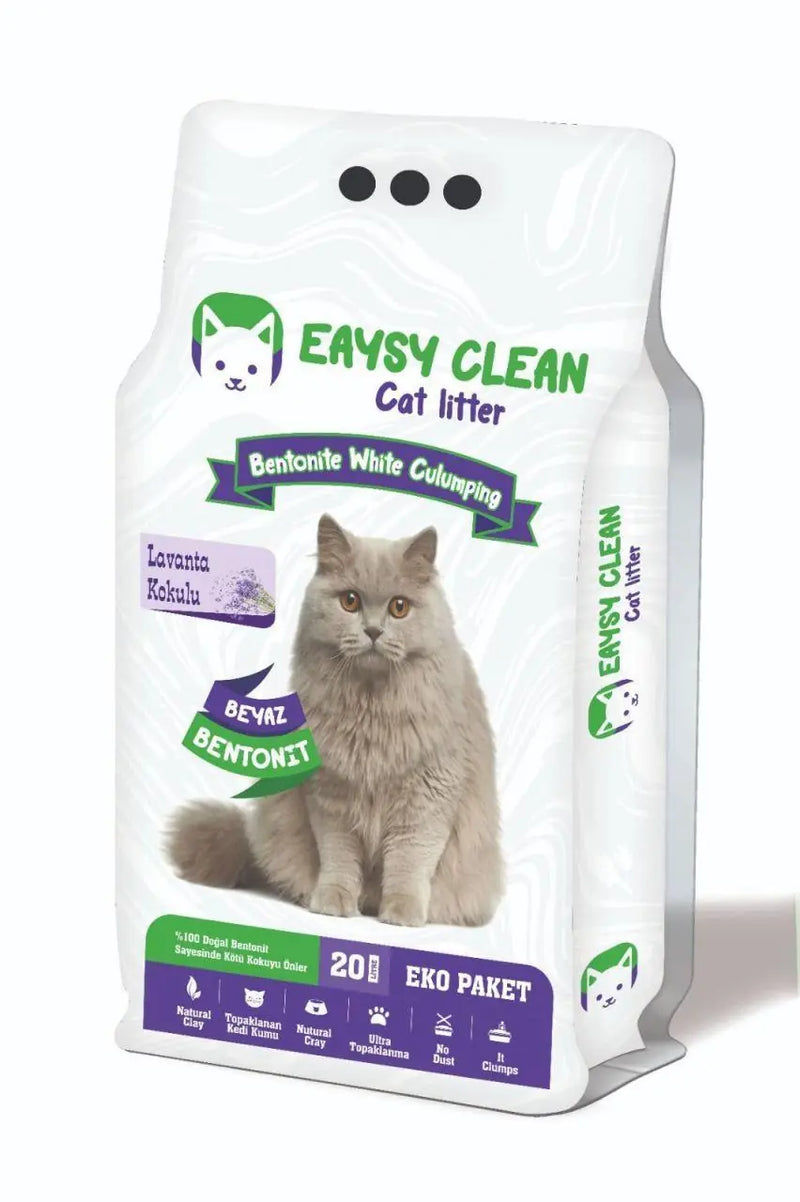 EaysyClean Lavanta Kokulu İnce Taneli Bentonit Kedi Kumu 20 L