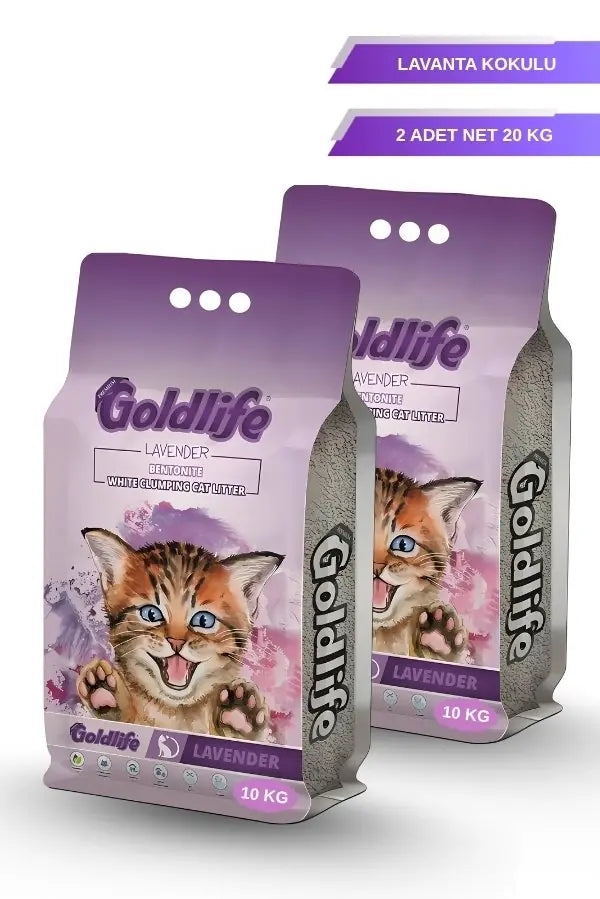 Lavanta Kokulu İnce Taneli Bentonit Kedi Kumu 10 kg x 2