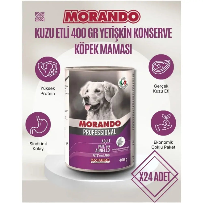 Morando Kuzu Etli Pate Konserve Köpek Maması 400 g x 24