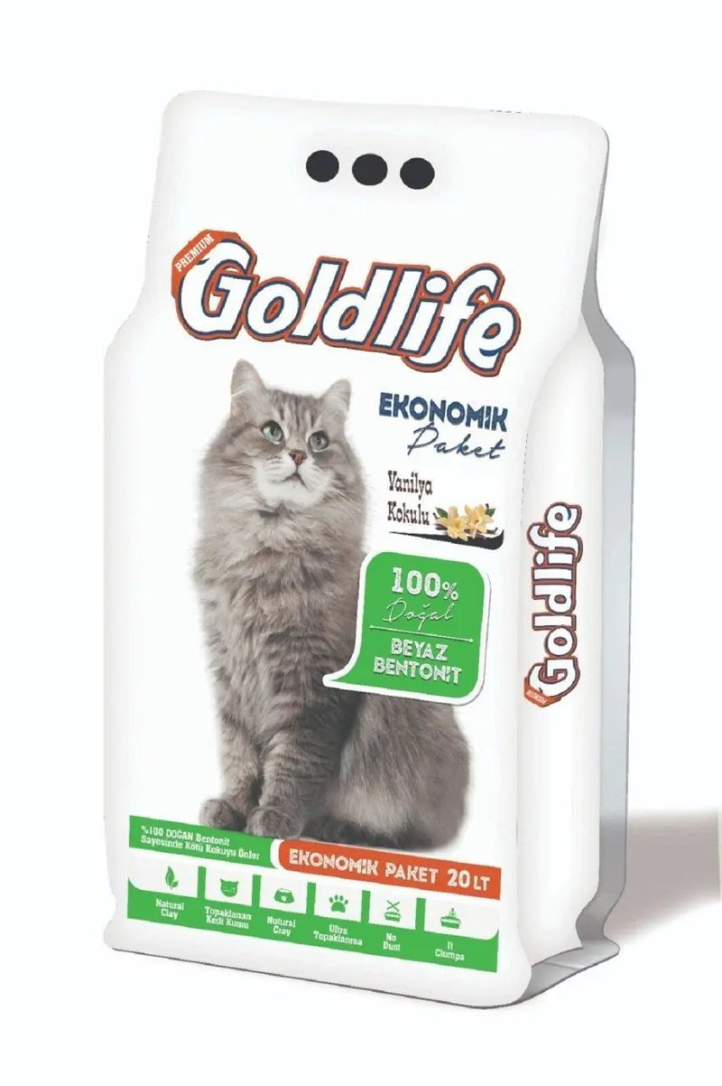 Goldlife Vanilya Kokulu İnce Taneli Kedi Kumu 20 L