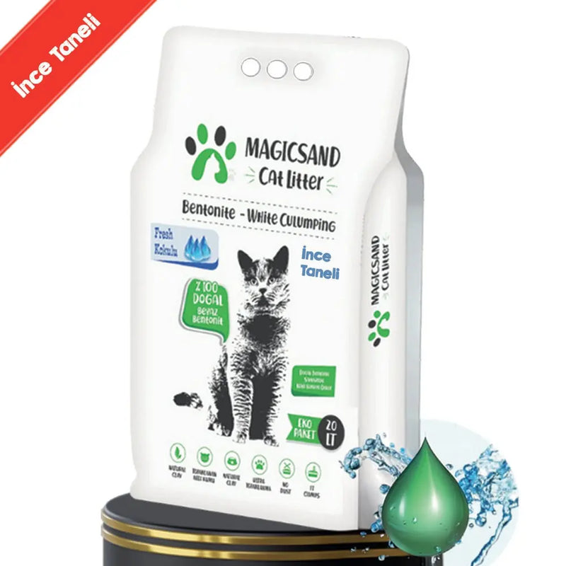 Fresh Kokulu İnce Taneli 20 L Beyaz Bentonit Kedi Kumu