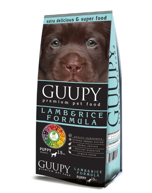 Guupy Kuzu Etli ve Pirinçli Yavru Köpek Maması 15 kg