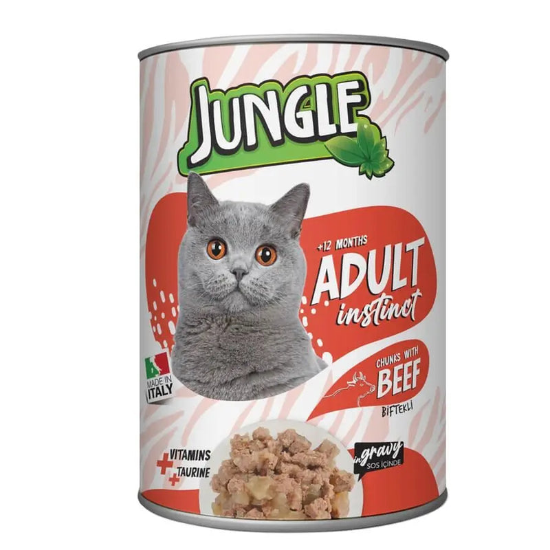Jungle Biftekli Parça Yetişkin Kedi Konservesi 415 gr