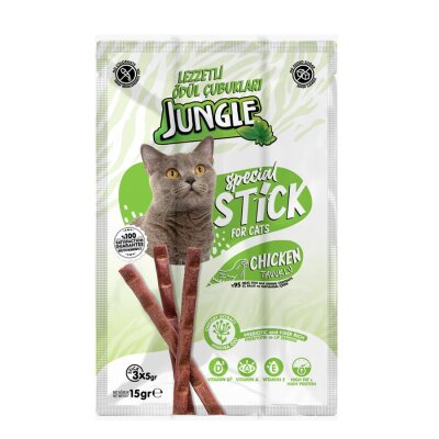 Jungle Tavuklu Yumuşak Stick Kedi Ödülü 3 x 5 gr
