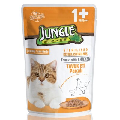 Jungle Pouch Jöleli Tavuklu Kısırlaştırılmış Kedi Yaş Maması 100 gr