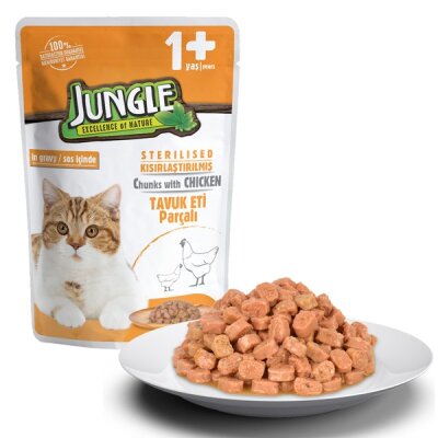 Jungle Pouch Jöleli Tavuklu Kısırlaştırılmış Kedi Yaş Maması 100 gr