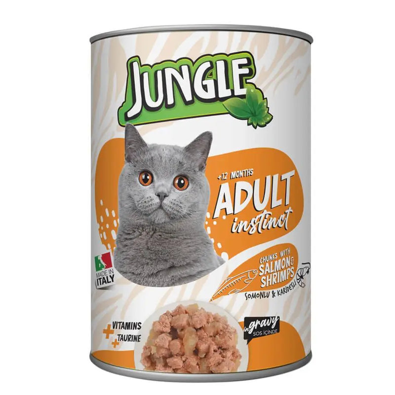 Jungle Somonlu Karidesli Parça Yetişkin Kedi Konservesi 415 gr