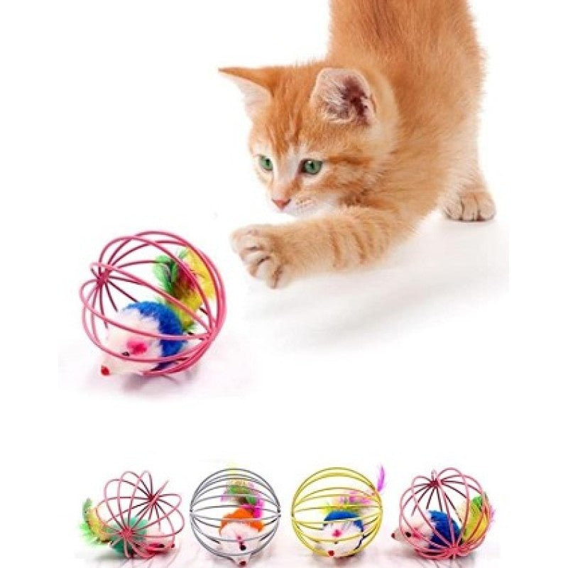 İçi Fareli Kafesli Kedi Köpek Oyun Topu (6 cm)