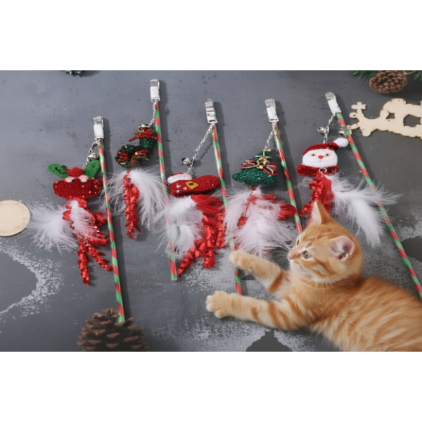 Zilli Tüy Detaylı Yılbaşı Temalı Kedi Oltası