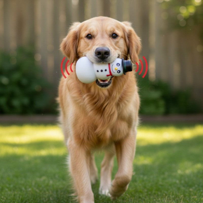 Sesli Yılbaşı Temalı Kardan Adam Köpek Oyuncağı