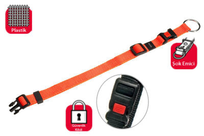 Karlie Kilitli Ayarlanabilir Köpek Boyun Tasması 45-65 cm (Turuncu)