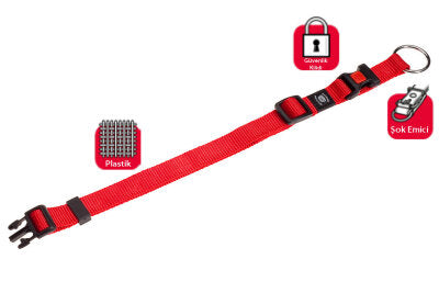 Karlie Kilitli Ayarlanabilir Köpek Boyun Tasması 40-55 cm (Kırmızı)